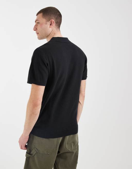 BLEND – Gestricktes Regular-Fit-Polohemd aus 100% Baumwolle in Schwarz, 5 von 5