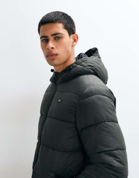 BLEND giacca puffer imbottita con cappuccio verde scuro - view 1