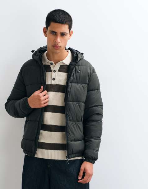 BLEND hooded padded puffer jacket in dark green - view 1
