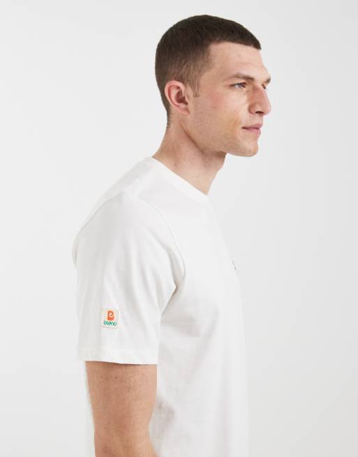 BLEND - Hvid T-shirt i 100% bomuld med palmeprint på ryggen og pasform i regular fit, 4 af 5