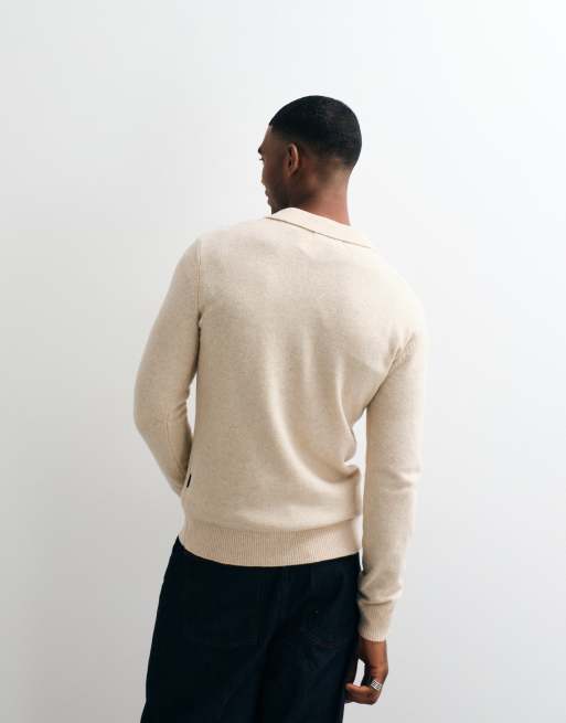 BLEND - jersey de mezcla de lana con cuello beige, 3 de 5