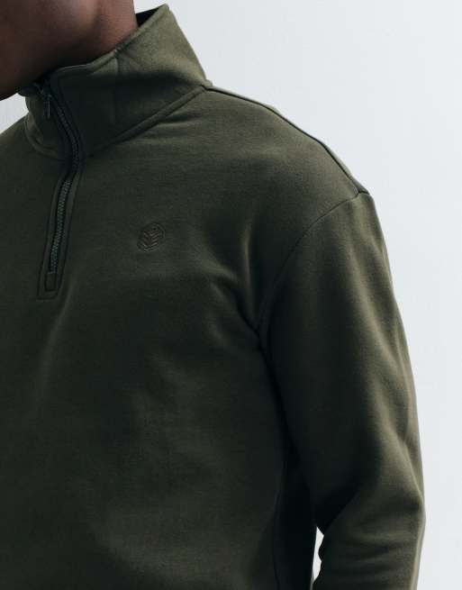 BLEND – Kakifärgad sweatshirt med kvartslång dragkedja, 4 av 5