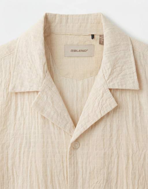 BLEND – Leichtes, kubanisches Seersucker-Hemd in staubigem Beige mit hohem Baumwollanteil, 8 von 9