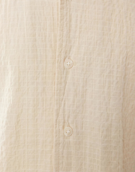 BLEND – Leichtes, kubanisches Seersucker-Hemd in staubigem Beige mit hohem Baumwollanteil, 9 von 9