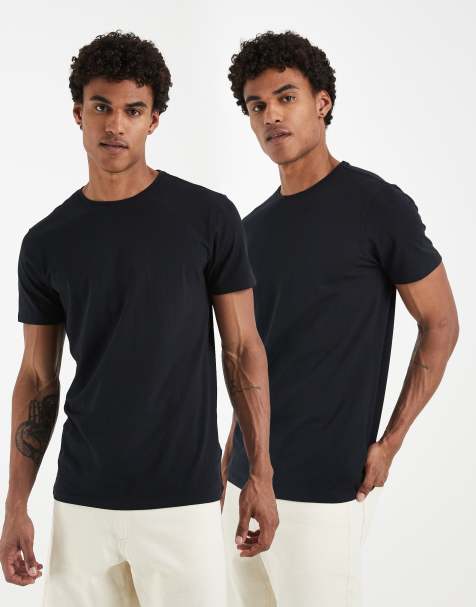 BLEND - Lot de 2 t-shirts ajustés en coton majoritaire à col ras de cou - Noir - view 1
