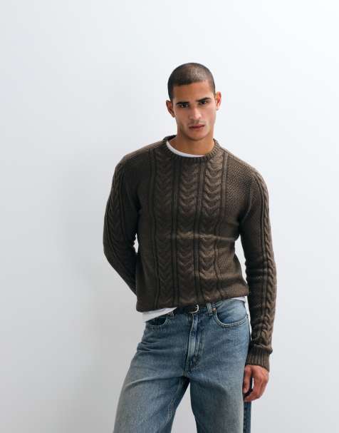 BLEND - Maglione lavorato a trecce marrone - view 1