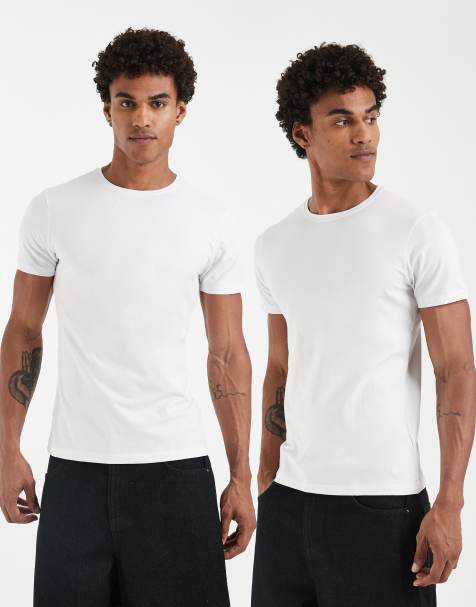 BLEND - Pack de 2 camisetas blancas de corte slim con cuello redondo de tejido rico en algodón - view 1