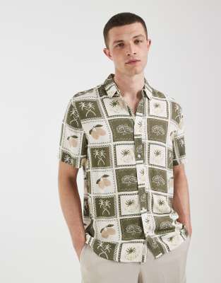 Blend Patchwork Shirt In Green
