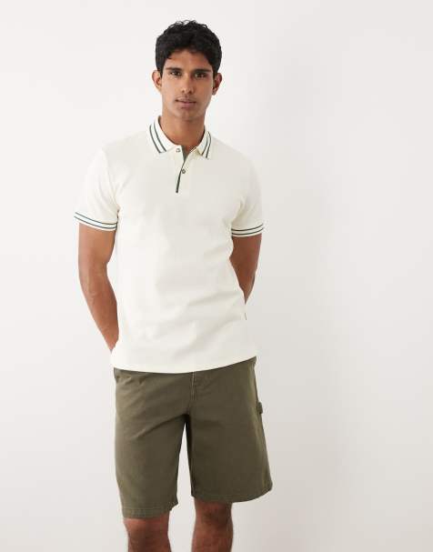 BLEND - Polo vestibilità classica 100% cotone bianco sporco con doppia riga a contrasto - view 1
