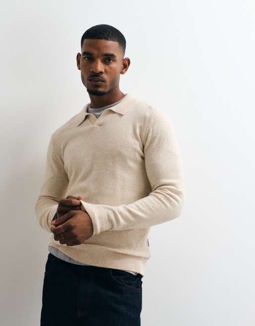 BLEND pull en maille à col en mélange de laine beige, 5 de 5