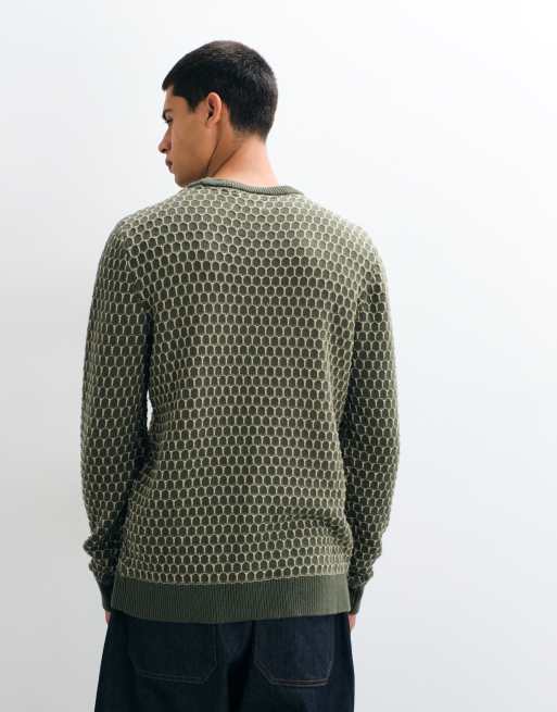 BLEND pull en maille géométrique vert foncé, 5 de 5