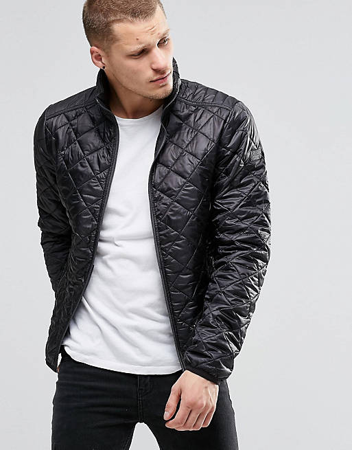 Blend Quilted Jacket Nylon Diamond Stitch in Black | ASOS