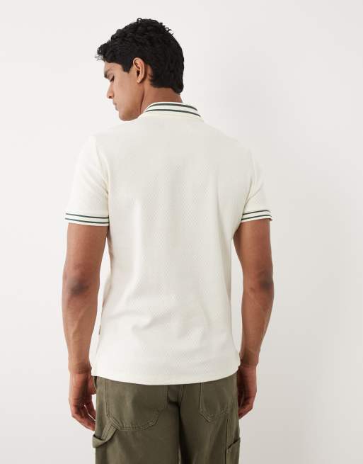 BLEND - Råhvid polo med dobbelte kontrastkanter i 100% bomuld i regular fit, 3 af 5