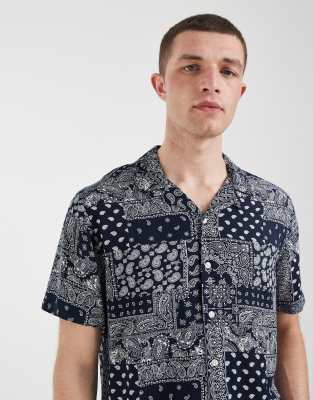Blend Regular Fit Bandana Print Shirt In Black