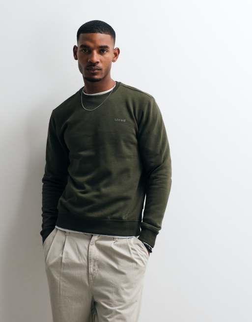 BLEND regular fit bomuldsrig sweatshirt i mørkegrøn, 4 af 5