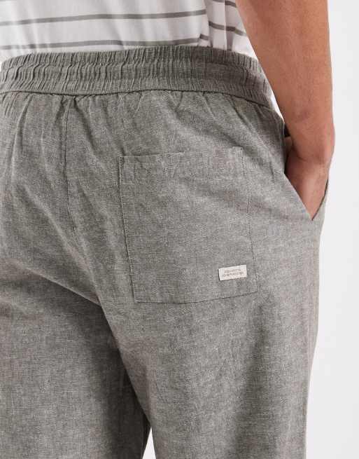 BLEND - Regular-fit broek van katoen en linnen met trekkoord in de taille in oud olijfgroen, 4 van 5