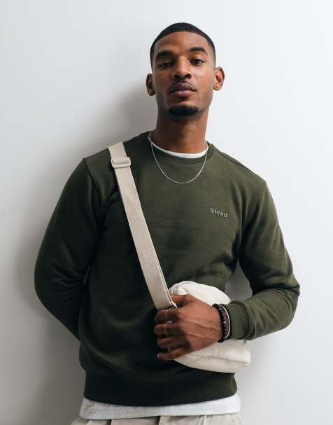 BLEND regular fit cotton-rich sweatshirt in dark green - view 1