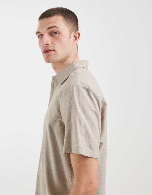 BLEND – Regular-Fit-Hemd aus Baumwollleinen in staubigem Beige, 4 von 5