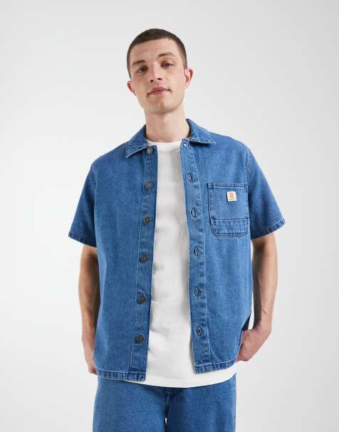 BLEND – Regular-Fit-Jeanshemd in mittelblauer Waschung mit Taschendetail, Kombiteil - view 1