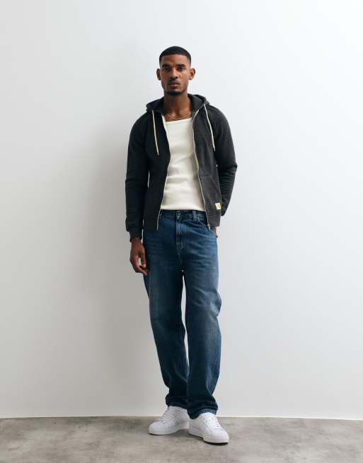 BLEND regular fit zip through hoodie in charcoal, 2 of 5