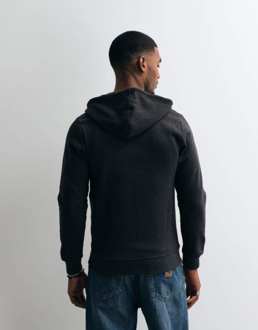 BLEND regular fit zip through hoodie in charcoal, 4 of 5