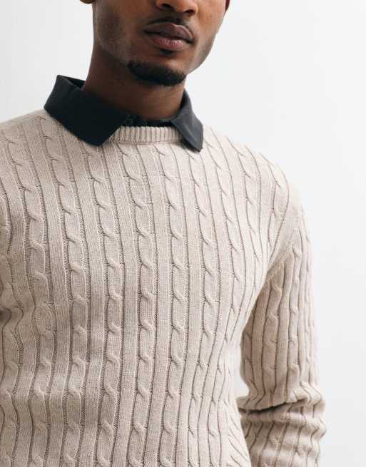 BLEND ribstrikket striktrøje i beige, 4 af 5