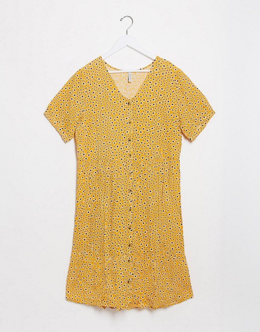Blend She button down smock dress in yellow floral