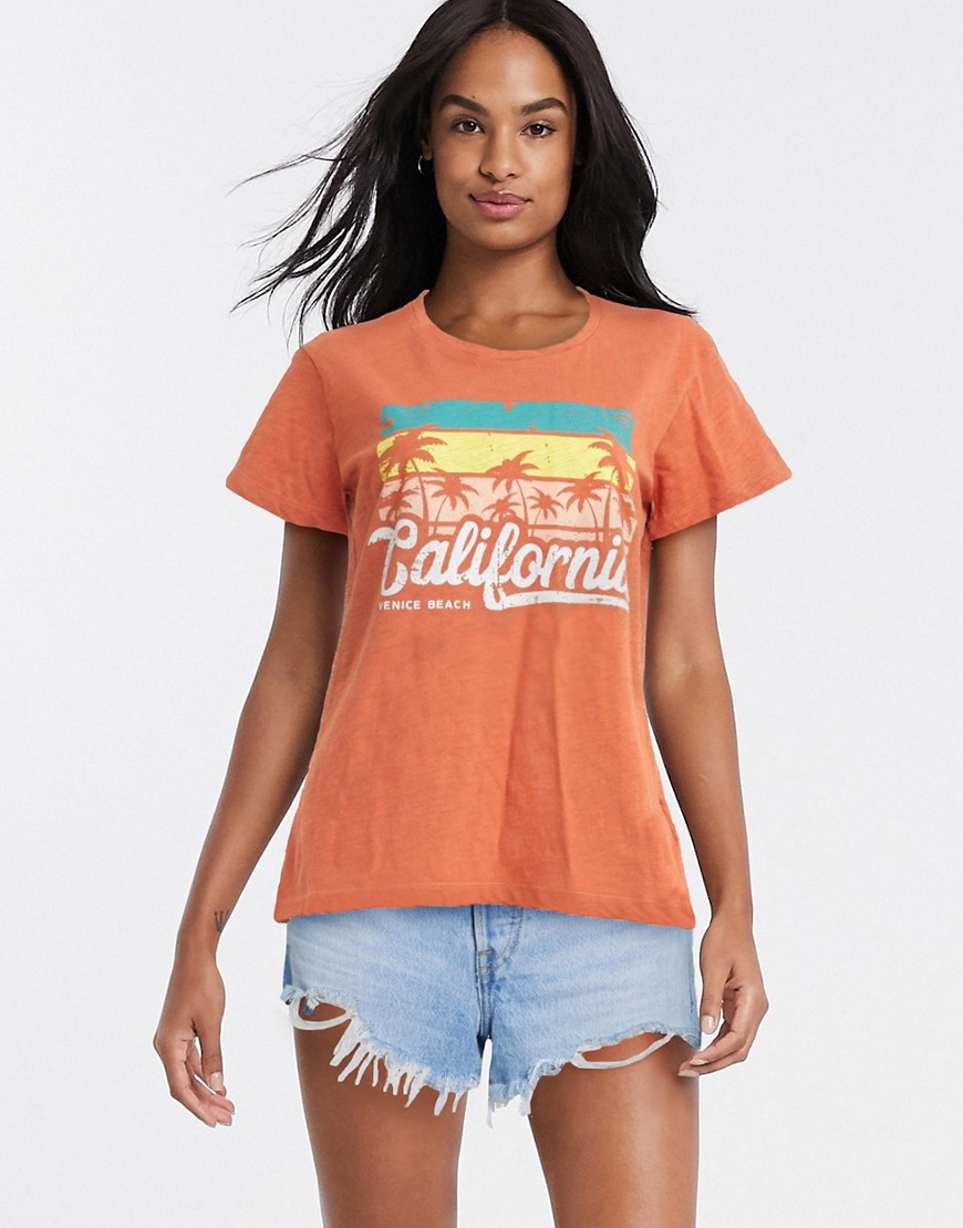 Blend She - California - T-shirt met motief in oranje