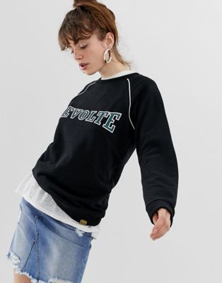 Blend She - Casius - Sweatshirt met Revolte-print-Zwart