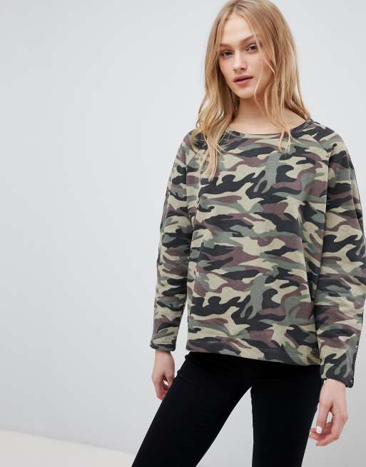 Blend She – Kamouflagefärgad sweatshirt