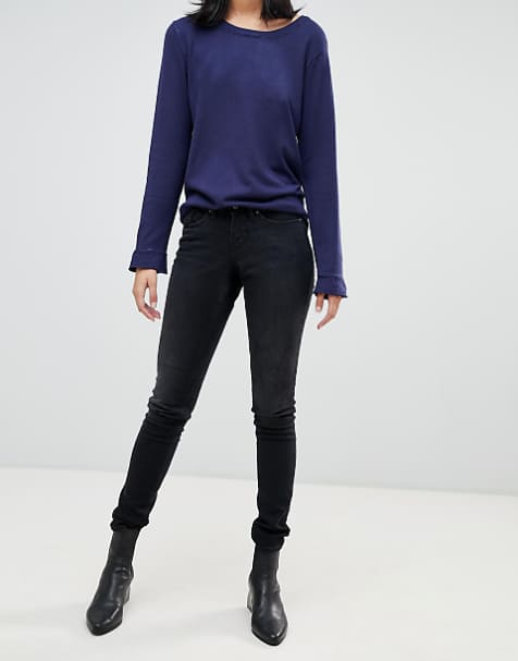 Donna Strappato Sfilacciato con effetto invecchiato vita alta Jean Denim Bodycon Gonna Corta