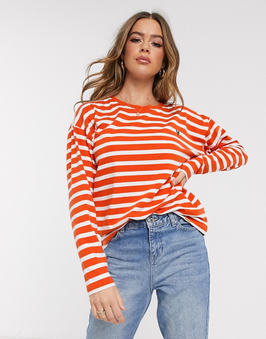 Blend She Oline stripe sweatshirt-Orange