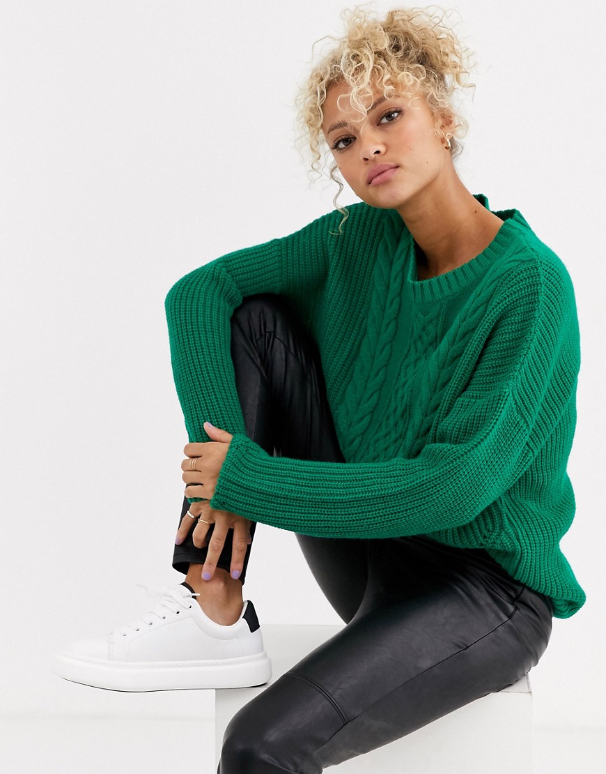 Blend She Summi cable knit jumper-Green