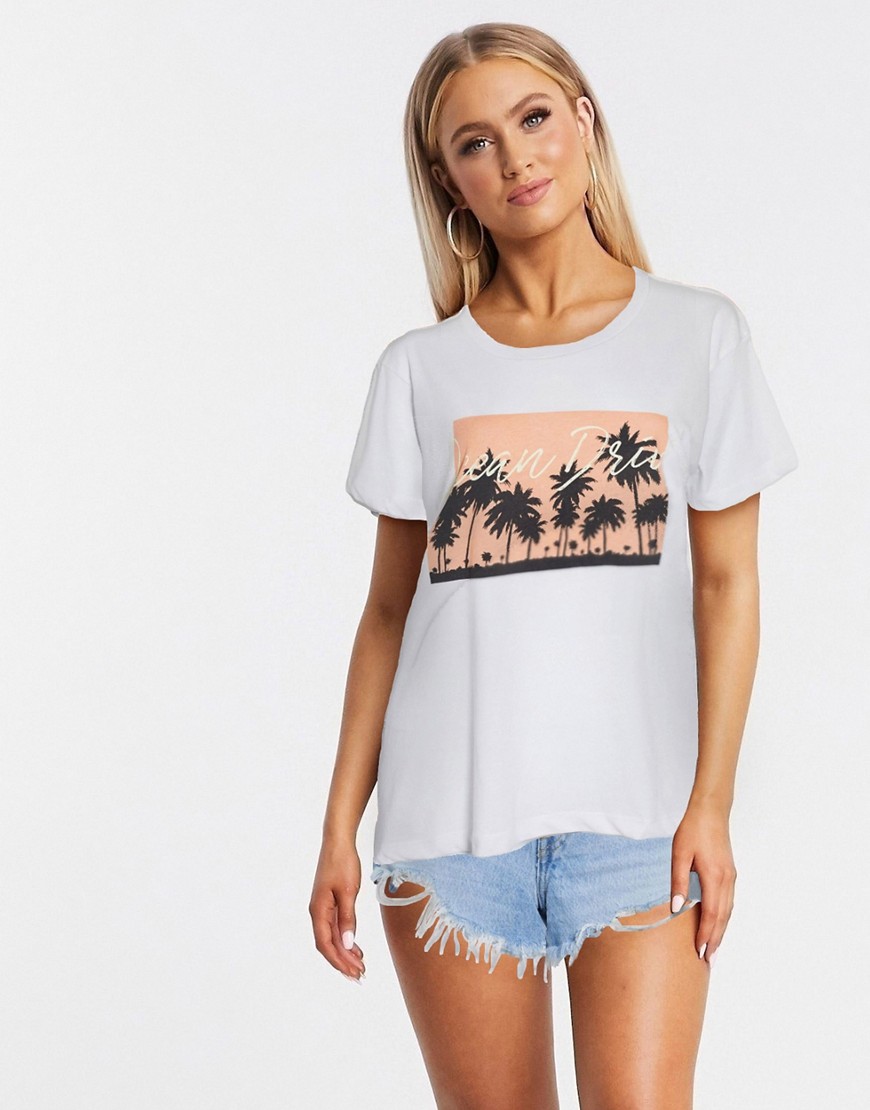 Blend She - T-shirt met palmmotief in wit
