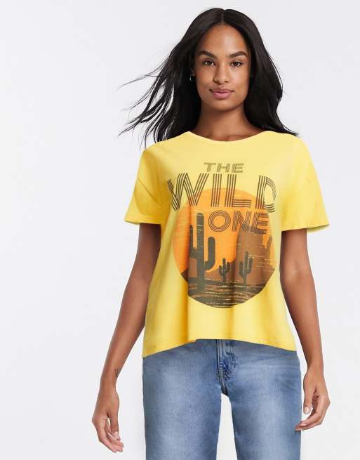 Blend She – Żółty T-shirt z napisem