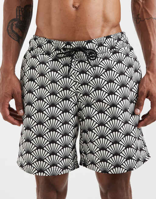 BLEND - Short de bain rétro à imprimé géométrique - Noir, 4 de 5
