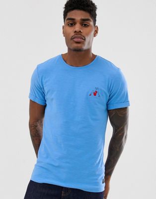 Blend - Slim-fit T-shirt met GIRL borduursel in blauw