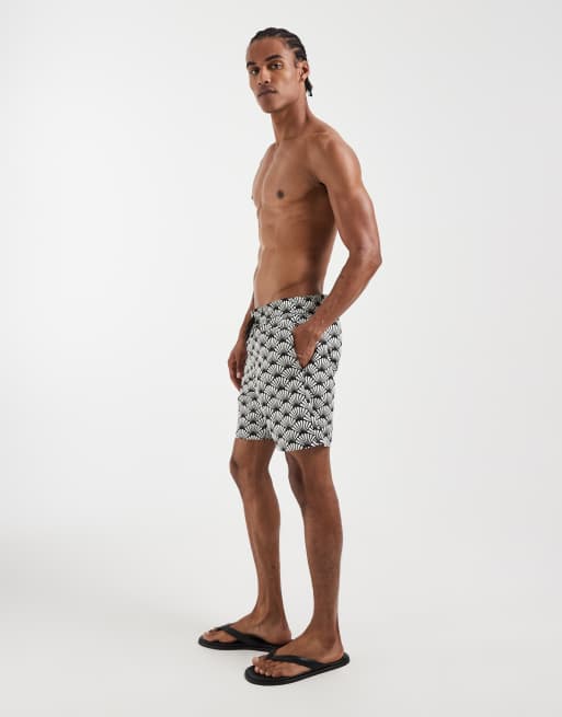 Blend - Sorte badeshorts med geometrisk print i retrostil, 3 af 5