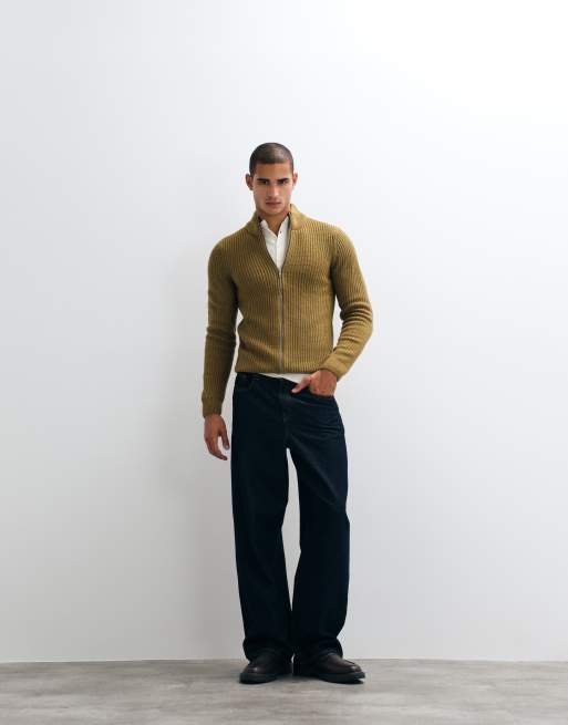 BLEND – Strickjacke in Braun mit durchgehendem Reißverschluss, 2 von 5