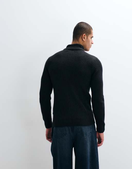 BLEND – Strickjacke in Schwarz mit Reißverschluss, 5 von 5