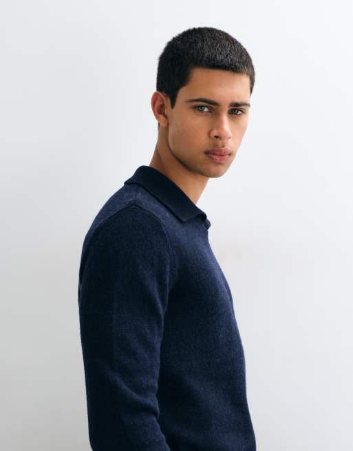 BLEND Strickpullover mit Kragen aus Wollmix in Marineblau, 5 von 5