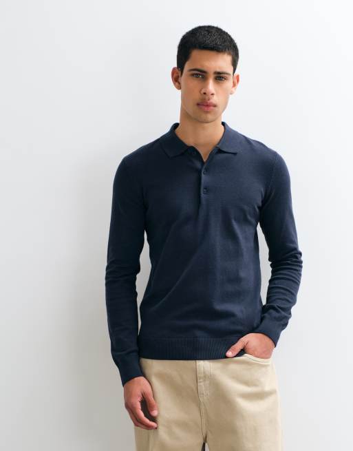 BLEND strikket poloskjorte i navy, 2 af 5
