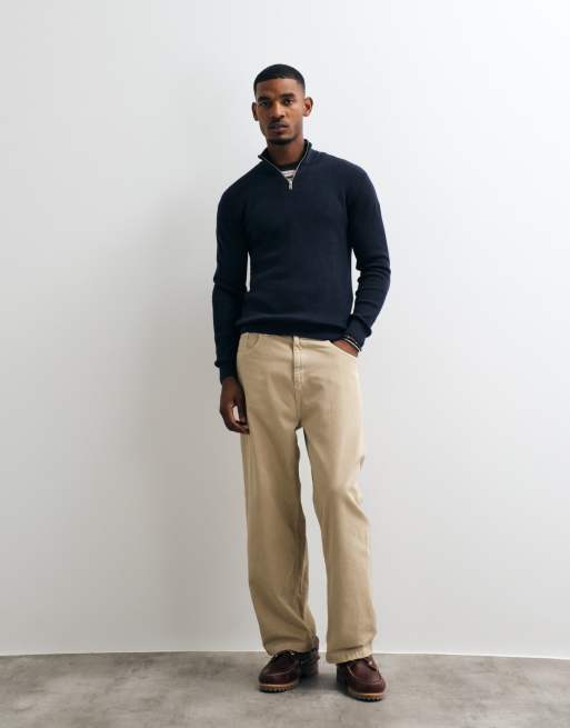 BLEND strikket trøje med kvart lynlås i navy, 2 af 5