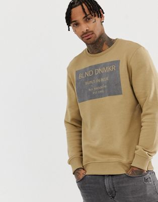 Blend - Sweatshirt met vlokkenprint in bruin
