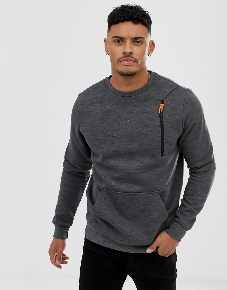 Blend sweatshirt with zip pocket in grey
