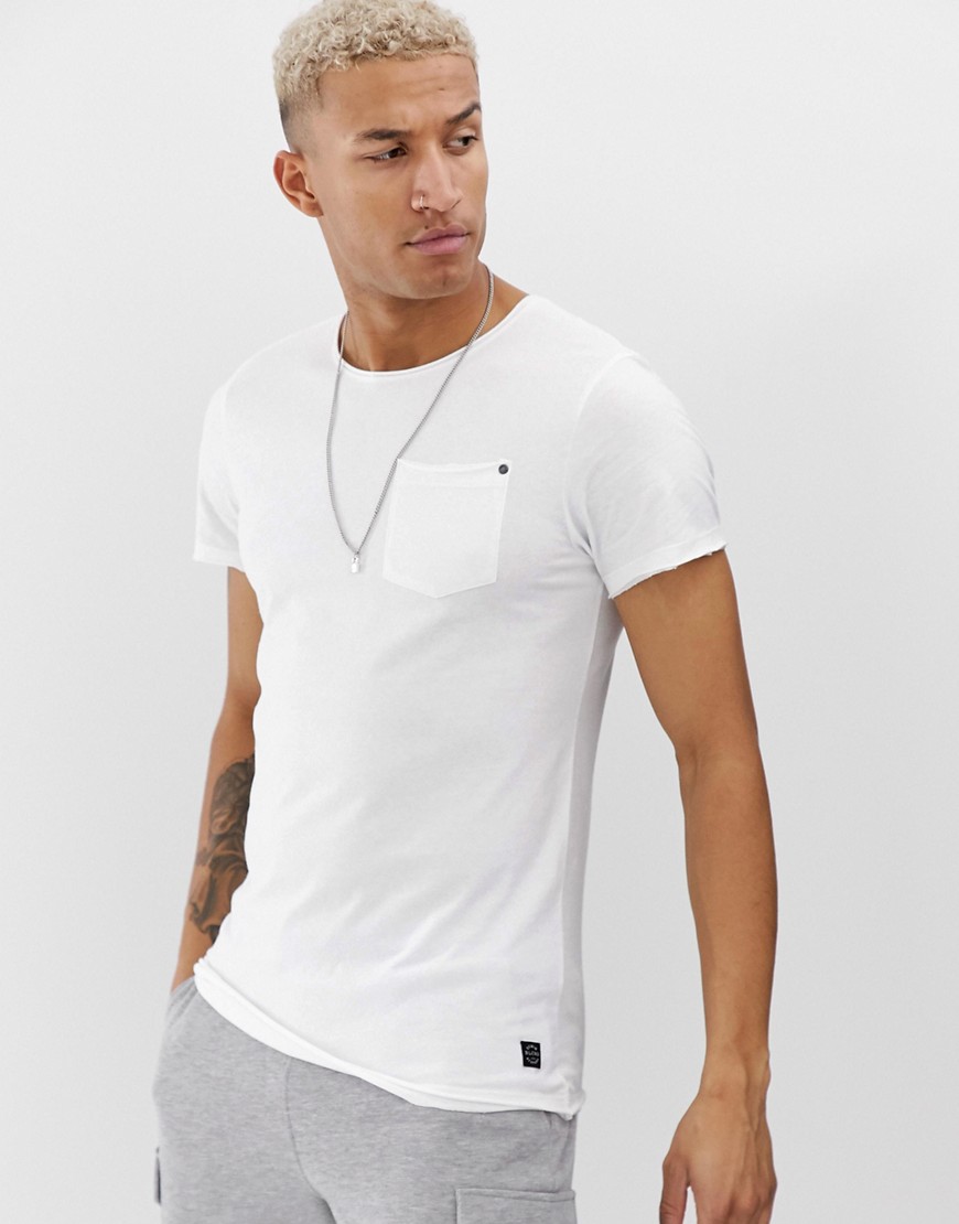 Blend - T-shirt bianca con tasca-Bianco