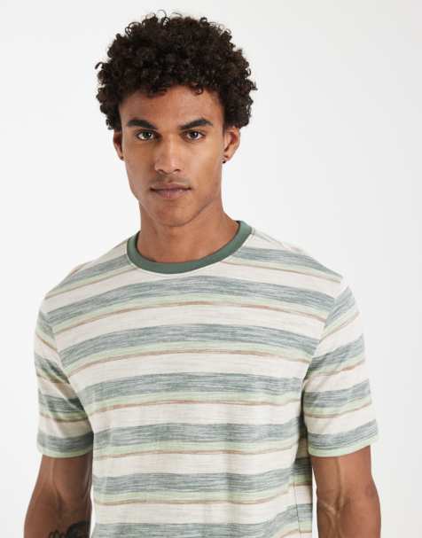 BLEND – T-shirt o regularnym kroju z bawełny 100% w zielone paski - view 1