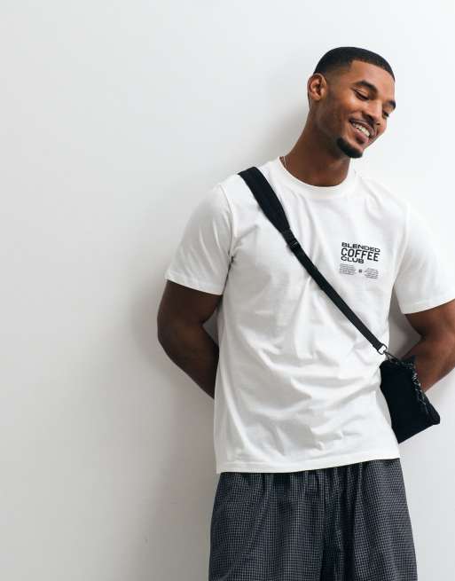 BLEND T-shirt regular fit con logo grafico Coffee Club in cotone 100% bianca, 5 di 5