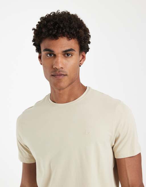 BLEND - T-shirt vestibilità classica in misto cotone grigio ostrica con logo, 3 di 5