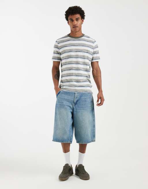 BLEND - T-shirt vestibilità classica verde oliva polvere a righe in 100% cotone, 2 di 5